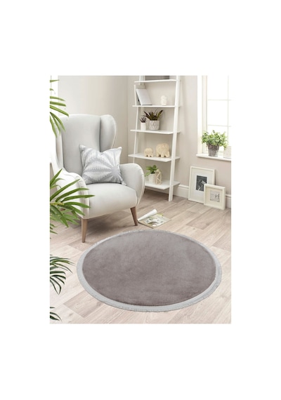 Vl Yuvarlak Comfort Ponpon Saçaklı Peluş Post Halı Kahverengi Halı Kahverengi Daire Düz Saçak