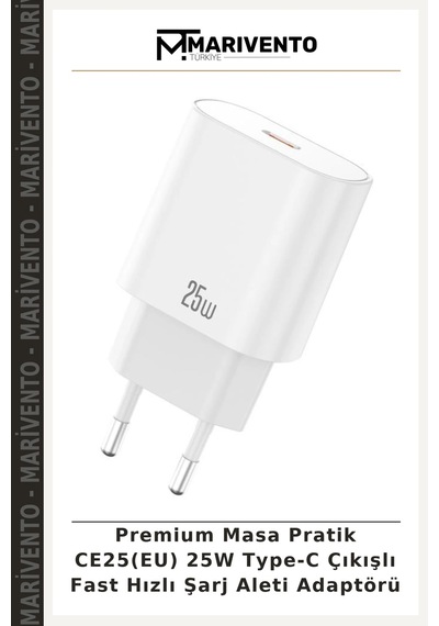 Premium Masa Pratik Ce25 Eu 25w Type-c Çıkışlı Fast Hızlı Şarj Aleti Adaptörü