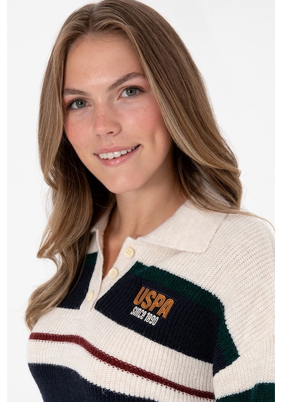 U.S. Polo Assn. Kadın Beyaz Polo Yaka Kazak 50309587-VR256