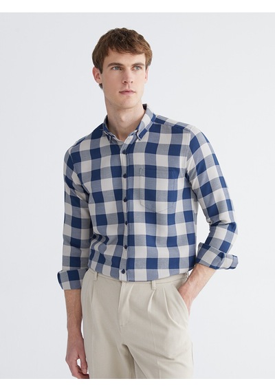 Lcwaıkıkı Classic Bej Regular Fit Ekose Erkek Gömlek