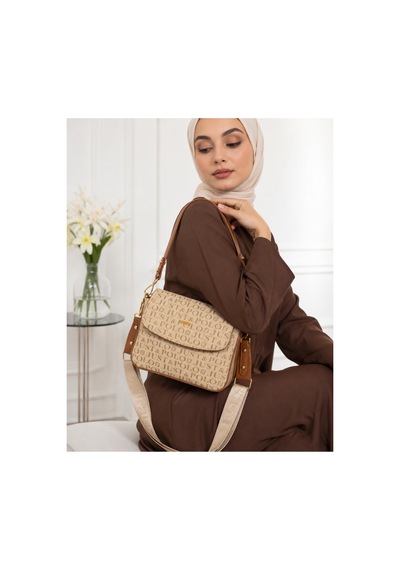 Genel Markalar Yeni Sezon Kolon Askılı 4 Bölmeli Kadın Çantası 25x15cm Kum - Taba