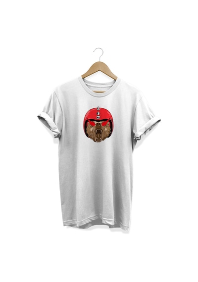 Kask Baskılı T-shirt %100 Pamuk Dijital Baskılı Tişört Beyaz