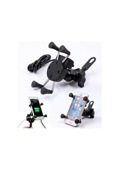 Usb Şarjlı Ayna Bağlantılı Motosiklet Telefon Tutucu Motor Tutaca