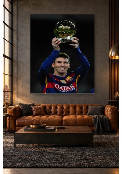 Fida Altın Topu Havaya Kaldıran Messi Canvas Tablo