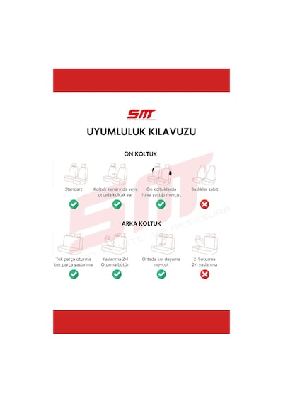 Lifos Serisi Koton Kumaş Universal Oto Koltuk Kılıfı Tam Set Siyah Kırmızı Genel