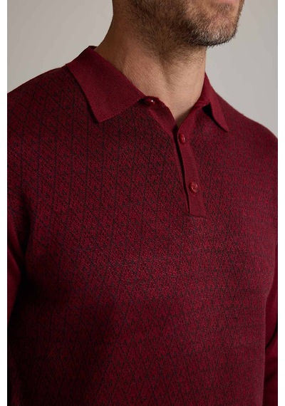 Ysf Erkek Bordo Polo Yaka Desenli Triko
