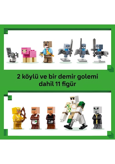 LEGO® Minecraft® Evoker Köy Saldırısı 21596 – 9 Yaş ve Üzeri Çocuklar için 11 Figür İçeren Yaratıcı Oyuncak Yapım Seti (607 Parça)
