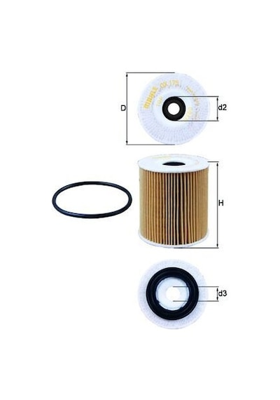 Yağ Filtresi - Fiat Punto, 500, Doblo, Tipo, Bravo, Idea, Strada, Linea, Palio, Siena, Toro, Argo, Cronos, Egea - Mahle-ox175d