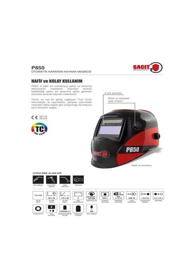 Sacit P850 Otomatik Kararan Kaynak Maskesi True Color