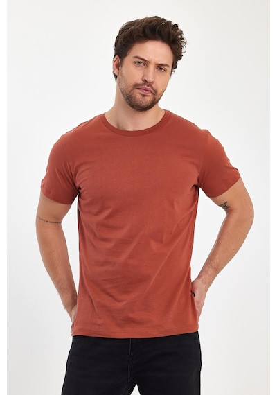 Erkek Sıfır Yaka Tshırt Copper Brown