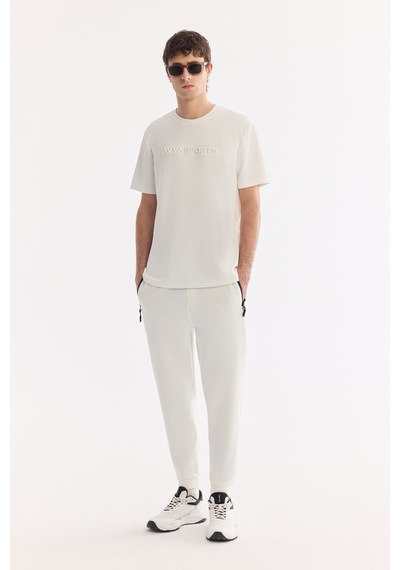 Avva Erkek Beyaz Beli Lastikli Bağcıklı Bi-stretch Regular Fit Eşofman Altı B003400