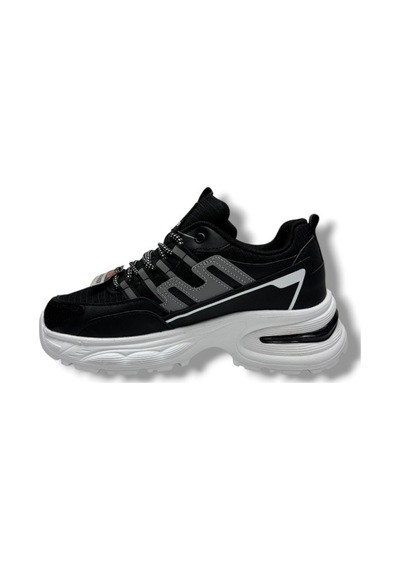 Marco Jamper 2286-26 Anorak Deri Anatomik Kadın Sneaker Siyah Beyaz Siyah