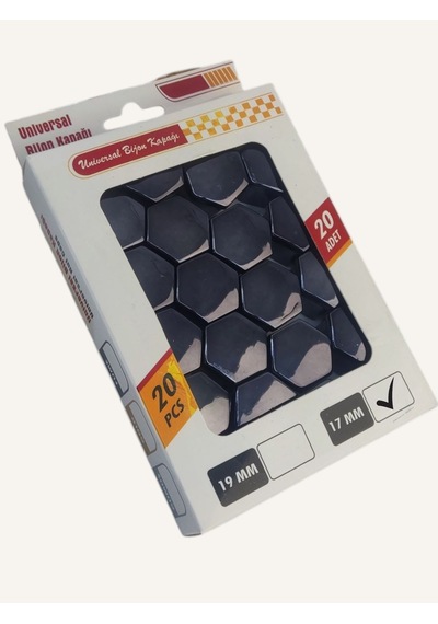 17mm Düz Parlak Füme Bijon Kapağı 20li Set+sökme Aparatı