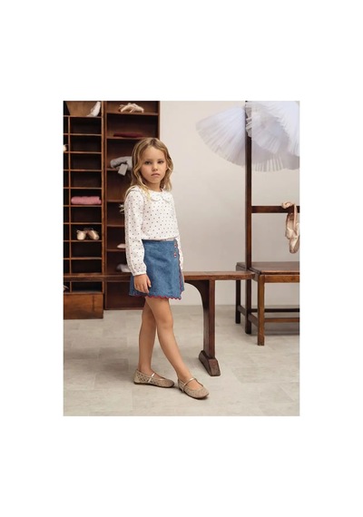 Poala Kids Cherry Denim Şort Etek Mavi