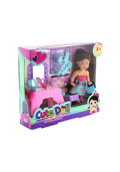 Cute Doll Mini Bebek Aksesuarlı Ve Makyaj Masalı Oyun Seti