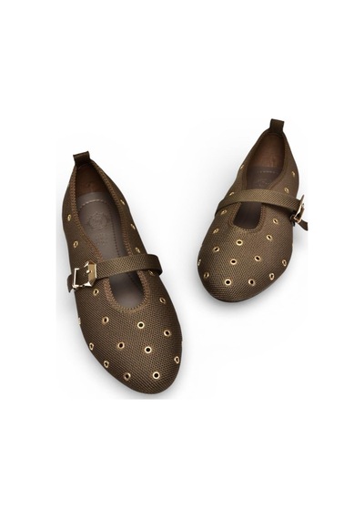 Fox Shoes Y820410104 Kahverengi Triko Kumaş Kadın Babet Kahverengi