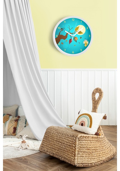Sevimli Arı Çocuk Odası Duvar Saati - 25cm - Önü Camlı Beyaz Kasa - Sessiz Mekanizma-jh0760 Beyaz