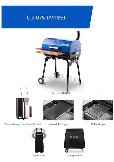 Rehome Guruss Cg-075 Barbekü Mangal Kömürlü 75 Cm Gece Mavisi Tam Set