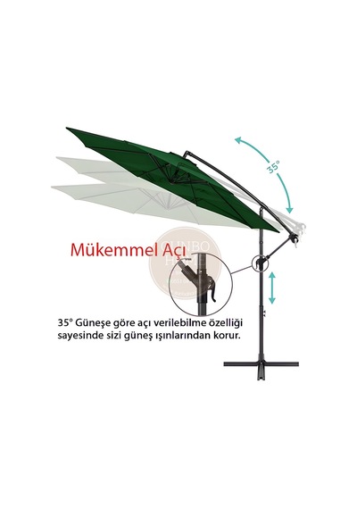 3 Mt 8 Kaburga Full Demir 21 Kg Koyu Yeşil Bahçe Şemsiyesi Koyu Yeşil Diğer