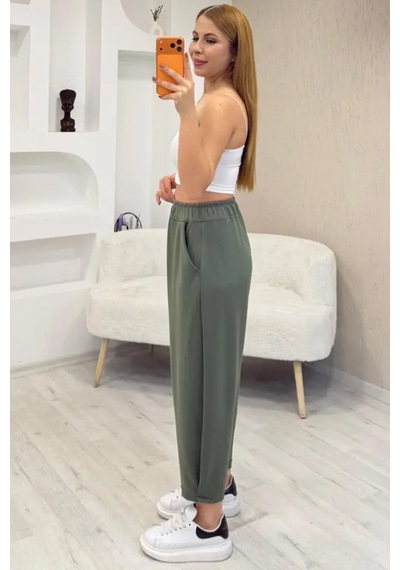 Fiolin Soft Touch Modal Kumaş Şalvar Pantolon haki
