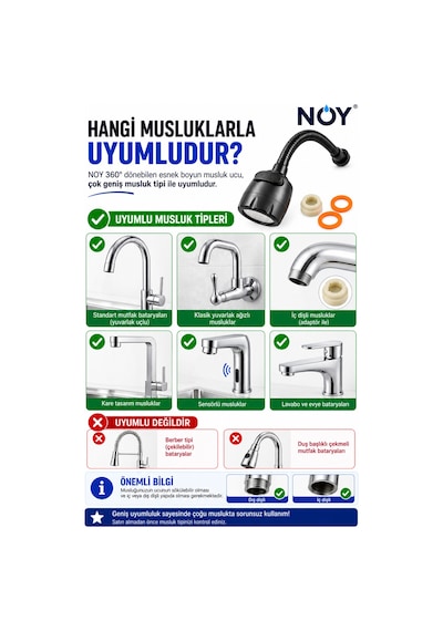 Musluk Ucu Aparatı Musluk Başlığı 360 Döner Sıçrama Önleyici Mutfak Musluğu Uzatma Aparatı Evye Batarya Ucu