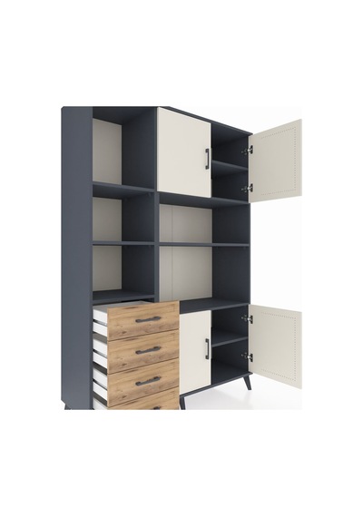 Hyperion Dolap 8 Raflı 4 Çekmeceli 4 Kapaklı 132x44x195 Antrasit-aytaşı/çam Aytası/atlas Çam Hyperion Dolap 8 Raflı 4 Çekmeceli 4 Kapaklı 132x44x195 Antrasit-aytaşı/çam Aytası/atlas Çam