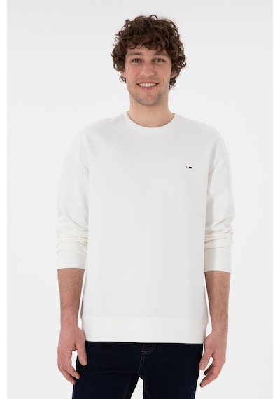 U.S. Polo Assn. Erkek Comfort Fit Bisiklet Yaka Ekru İnce Sweatshirt 50309858-VR019