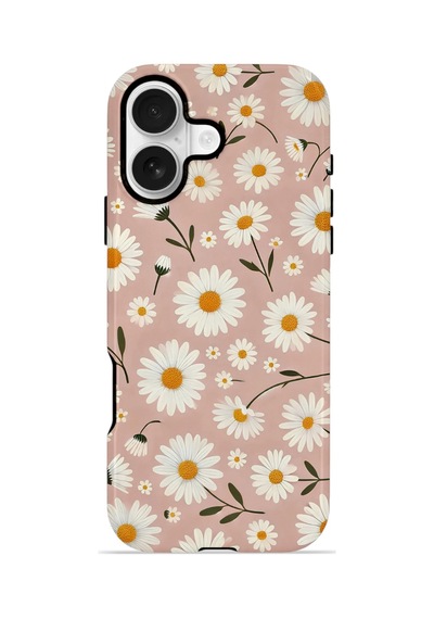 Apple iPhone Uyumlu 17 Vorian Çift Katmanlı Magsafe Kılıf Daisy Mocha Garden