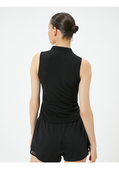 Koton Spor Atlet Dik Yaka Yarım Fermuarlı Slim Fit Siyah 4sak30071nk Siyah