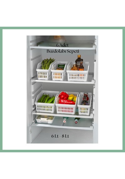 Bşkvirgo 6 Lı Buzdolabı Organizeri Düzenleyici Çok Amaçlı Dolap Düzenleyici Beyaz 12x30x14 Cm Bsk2026