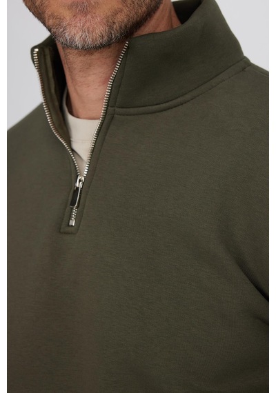 Tudors Unisex Relax Fit Rahat Kesim Pamuklu İçi Polarlı Yarım Fermuarlı Haki Dik Yaka Sweatshirt-35153 Haki Tudors Unisex Relax Fit Rahat Kesim Pamuklu İçi Polarlı Yarım Fermuarlı Haki Dik Yaka Sweatshirt-35153 Haki