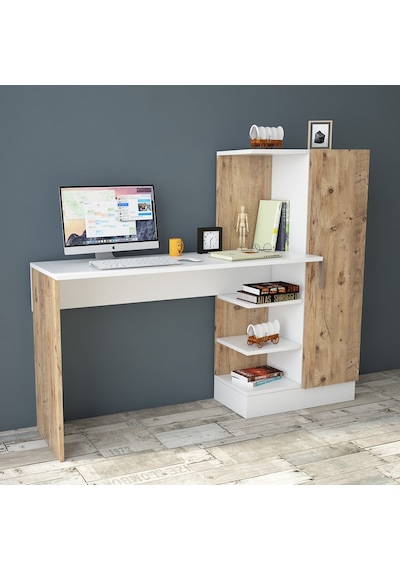 Robinhome Robin Home Arthur Kitaplıklı Çalışma Masası Çam Beyaz (468193255) Kahverengi