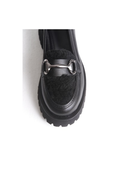 Belgi Kadın Üstü Peluş Loafer A019 - K613 Siyah