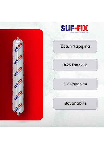 Suf-fix Pu 40 Sosis Mastik 600ml - Poliüretan İnşaat Ve Dış Cephe Mastiği Sosis Silikon Alüminyum Gri