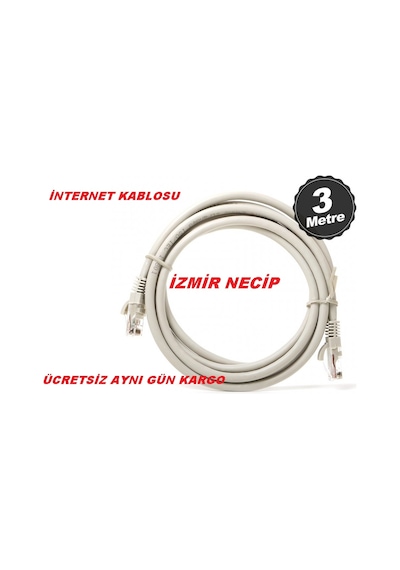 3 Metre Lan Kablosu Internet Eternet Pc Kablosu