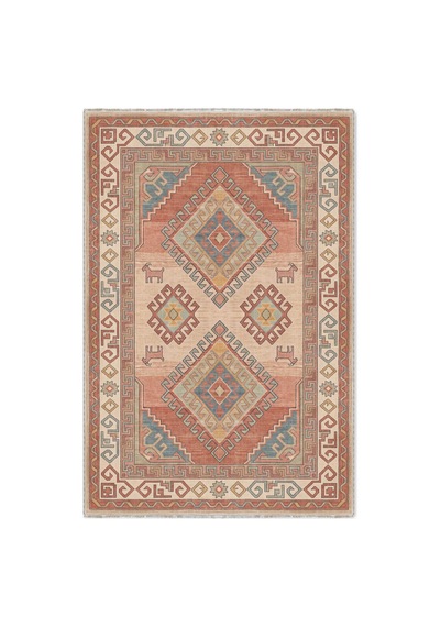 Dekoratif Halı Kaymaz Taban Leke Tutmaz Yıkanabilir Kilim Özel Ölçü Salon Halısı 3049 Çok Renkli