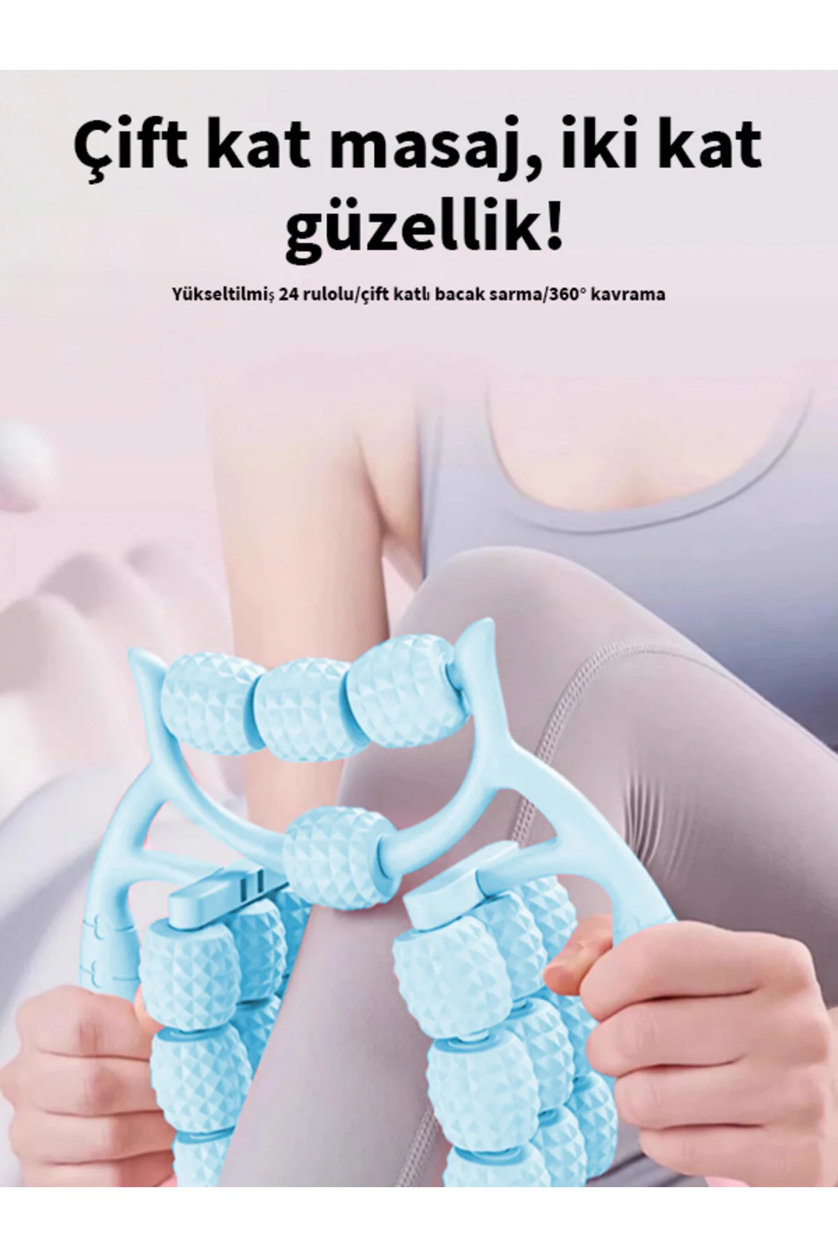 24 Tekerlekli Bacak İncelten Ve  Masaj Aleti Mavi
