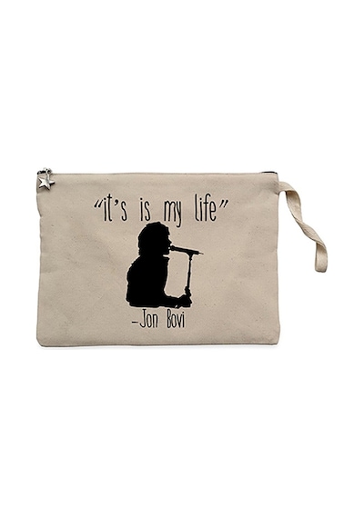 Bon Jovi It's My Life Krem Clutch Astarlı Cüzdan / El Çantası Krem