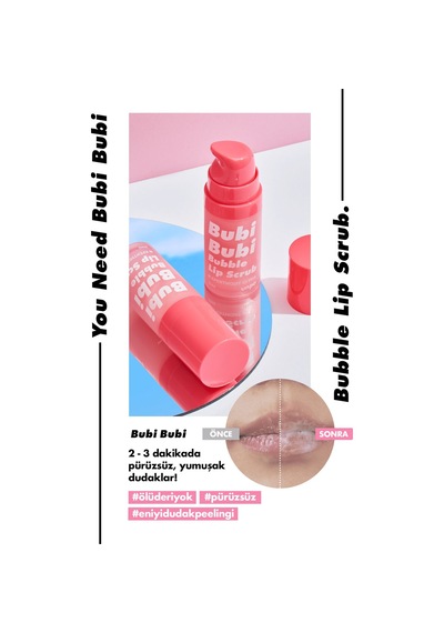 Unpa Pürüzsüz ve Yumuşak Dudaklar Köpüren Dudak Peelingi UNPA Bubi Bubi Lip Scrub