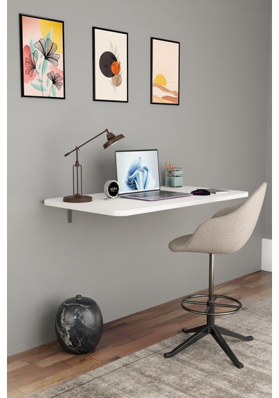 Katlanabilir Duvara Monte Masa - 50x90 Cm Ofis, Ev Çalışma Masası Beyaz