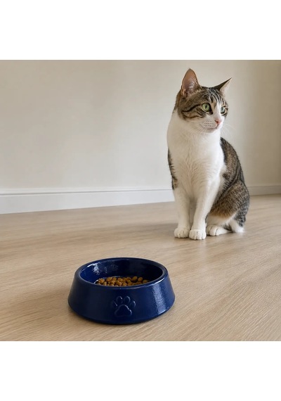 İkili Model Beton Kedi Köpek Mama Ve Su Kabı 24cm 12cm 5cm - Mor
