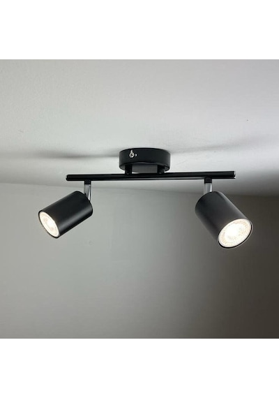 Rsylight Retro Metal Siyah 2 Lü 180 Derece Hareketli Led Spot Avize Günışığı Ampullü
