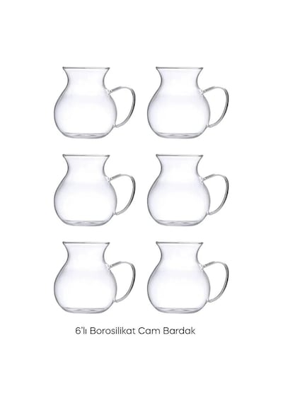 6'lı Bardak Ve 6'lı Cam Piprt Hediye Pleasure Borosilikat Cam Bardak Set Isıya Dayanıklı Keyfi Ala K Şefaf