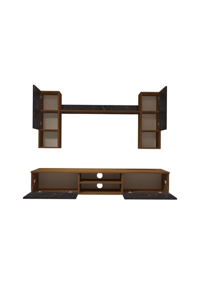 Decoraktiv Eko 5da Mdf Dvd Tv Ünitesi Tv Sehpası Ceviz - Siyah Mermer