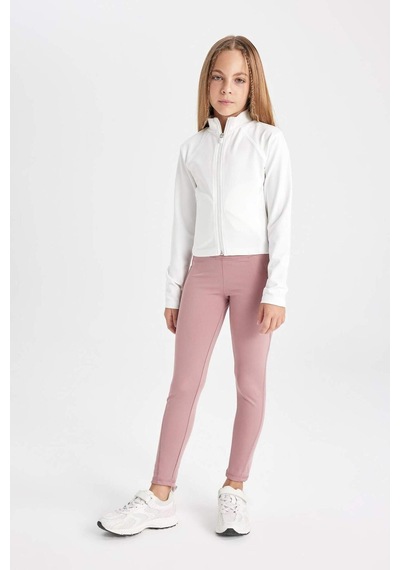 Defacto Kız Çocuk Basic Düz Standart Boy Cepli Tayt C9638A824AUPN429 Pembe