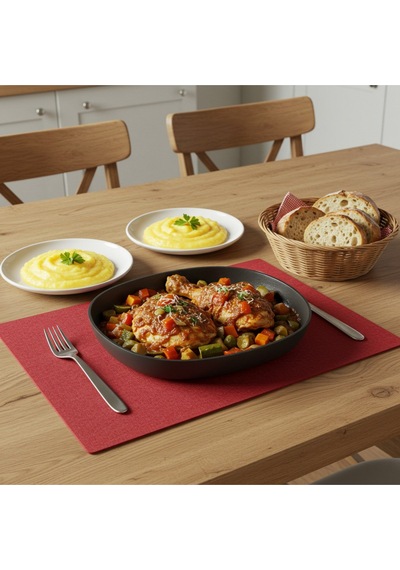 2 Adet Keçe Amerikan Servis Supla 33x44 Cm Kırmızı