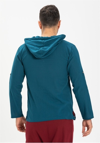 Şile Bezi Kapüşonlu Erkek Sweatshirt Petrol Ptrl
