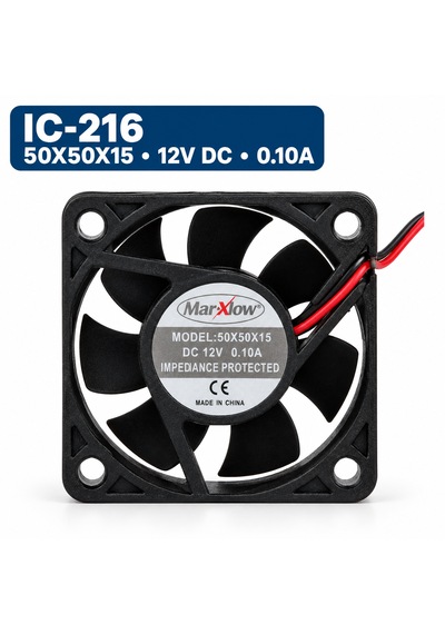 Marxlow 50x50x15 Mm 12v Dc 0.10a Soğutma Fanı Kare Kasa Fanı