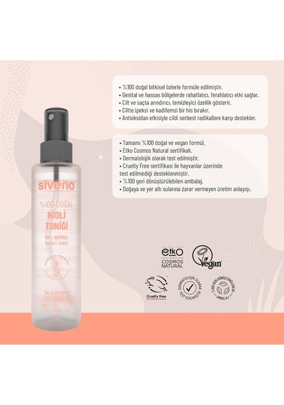 %100 Doğal Nioli Suyu Kötü Koku Önleyici Arındırıcı Ferahlatıcı Hassas Bölge Toniği 150 Ml