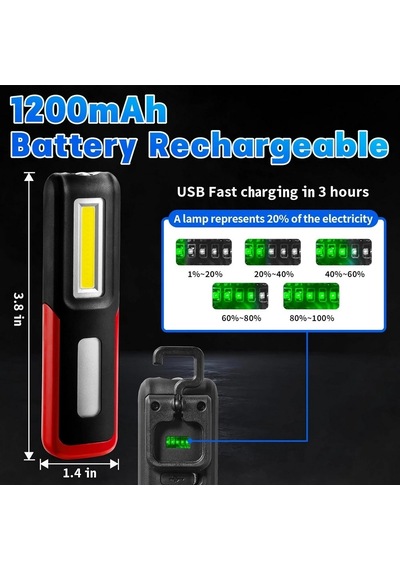 Lightingx Lx-028 Cob Led Mıknatıslı Çalışma Lambası Tamirci Feneri Çok Renkli
